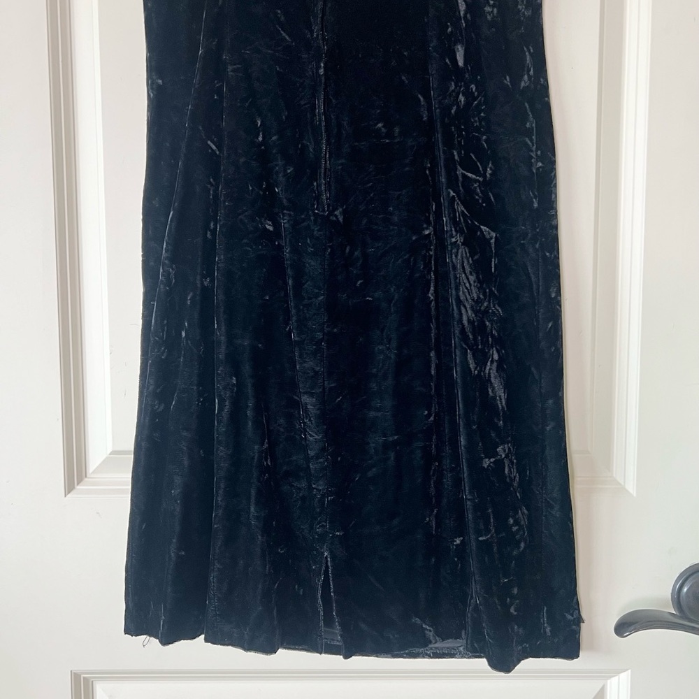 Vintage Gunne Sax Black Velvet Mini Dress Jessica McClintock Metallic Rosettes - Picture 7 of 13